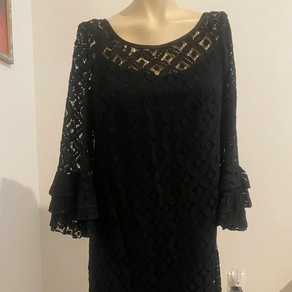 BLACK NEW DIRECTIONS LACE DRESS LINED SIZE 8👗 - Picture 2 of 6